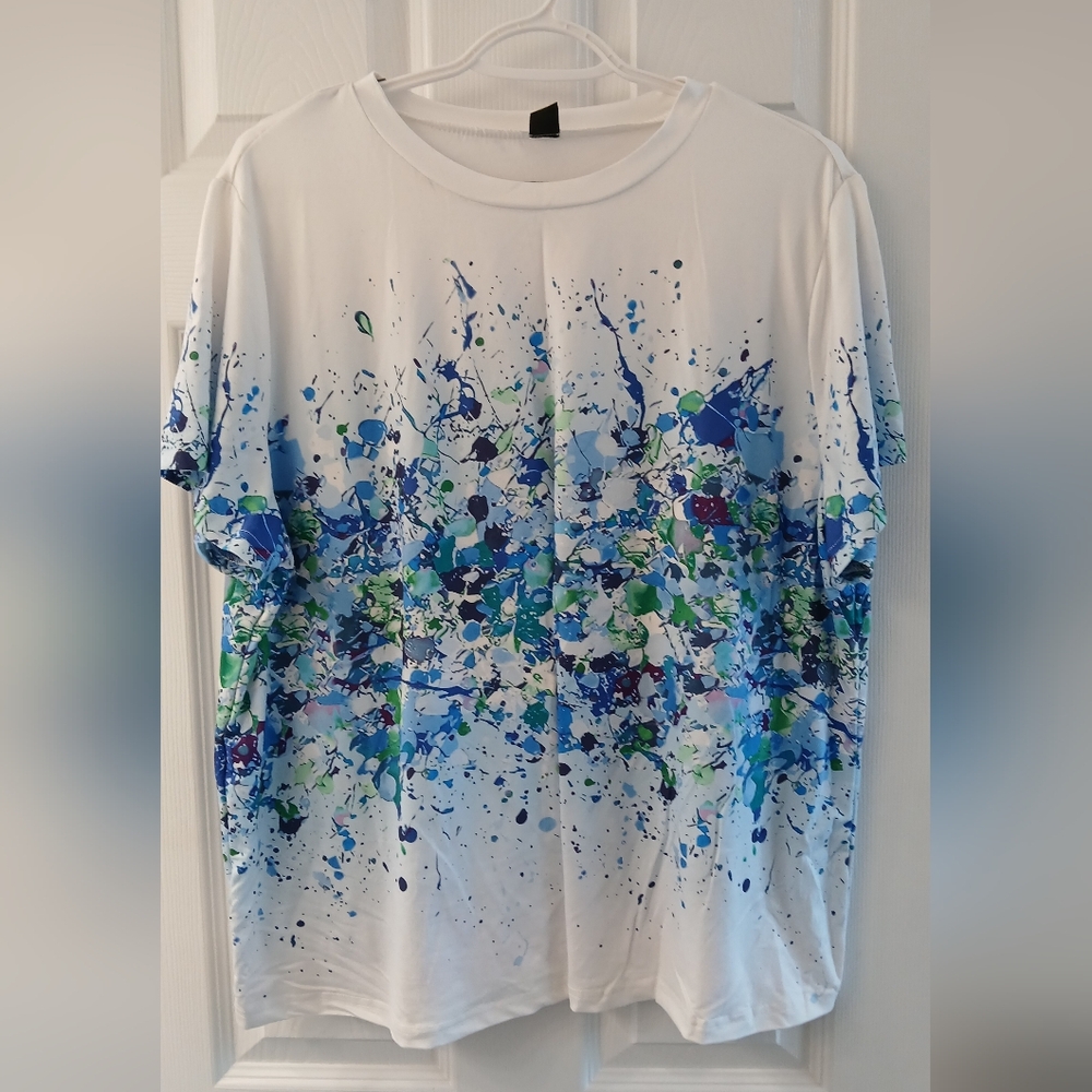 SHEIN Curve Paint‑Splatter Print Top – Size 2XL – Gently Used